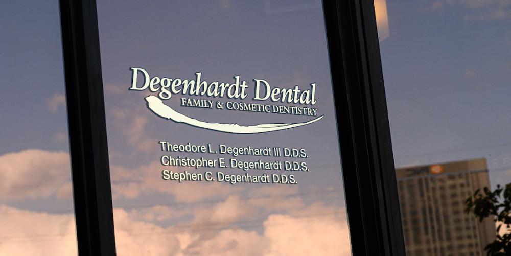 glass front door of degenhardt dental